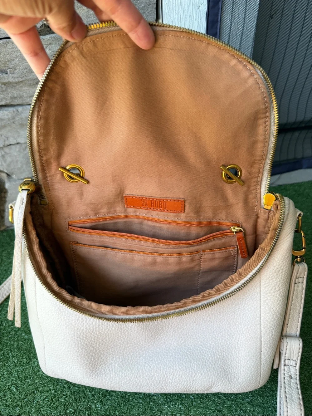 HOBO Fern Cream Pebbled Leather Women’s Crossbody Bag